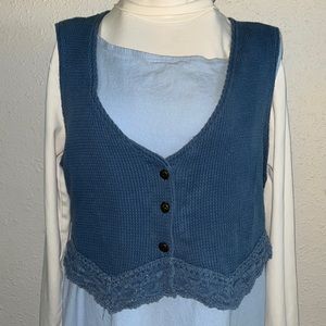 BROOKS fashion blue button up vest